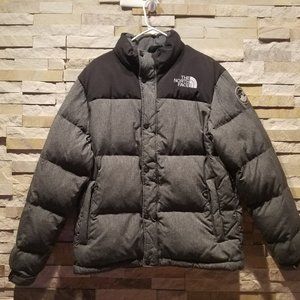 North Face Mens Medium Vintage Retro 96 Grey Nuptse 700 Down Puffer Jacket Coat